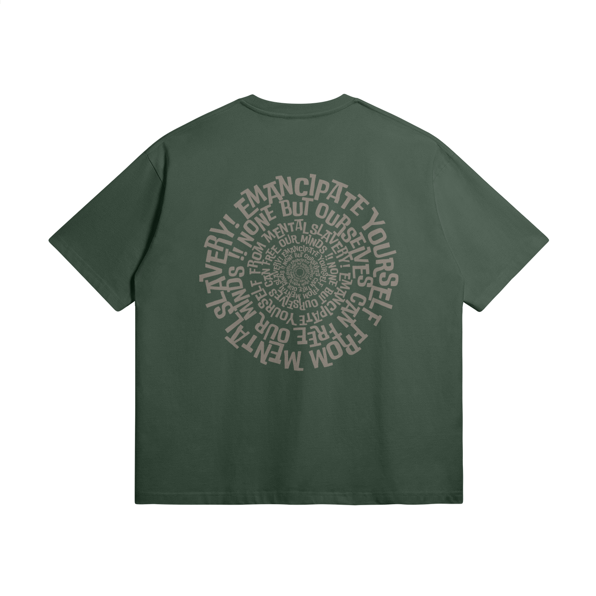 The back of the Blackness Emancipation Tee features the phrase Emancipate yourself from mental slavery! - WEAREBLACKNESS.COM