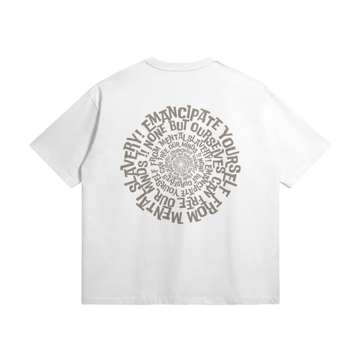 The back of the Blackness Emancipation Tee features the phrase Emancipate yourself from mental slavery!  - WEAREBLACKNESS.COM