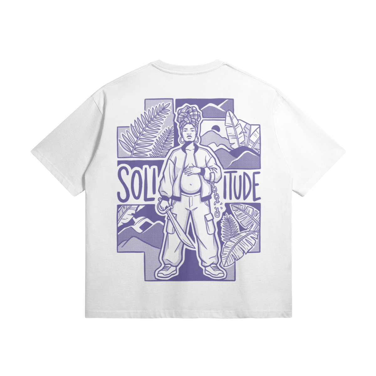 Blackness Solitude Tee, white — flat lay, back print