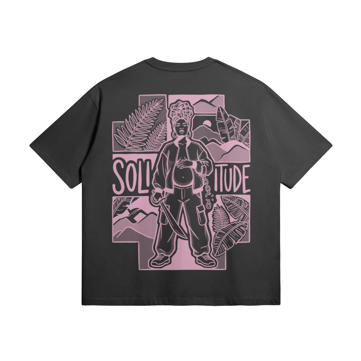Blackness Solitude Tee, black — flat lay, back print