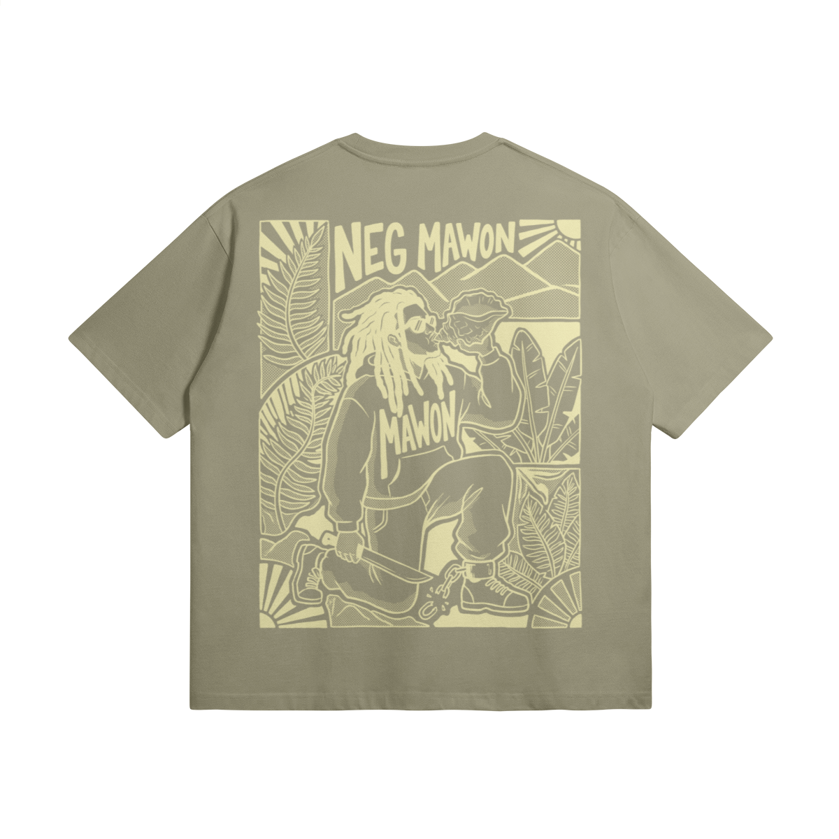 Blackness Mawon Tee, brown khaki — flat lay, back print
