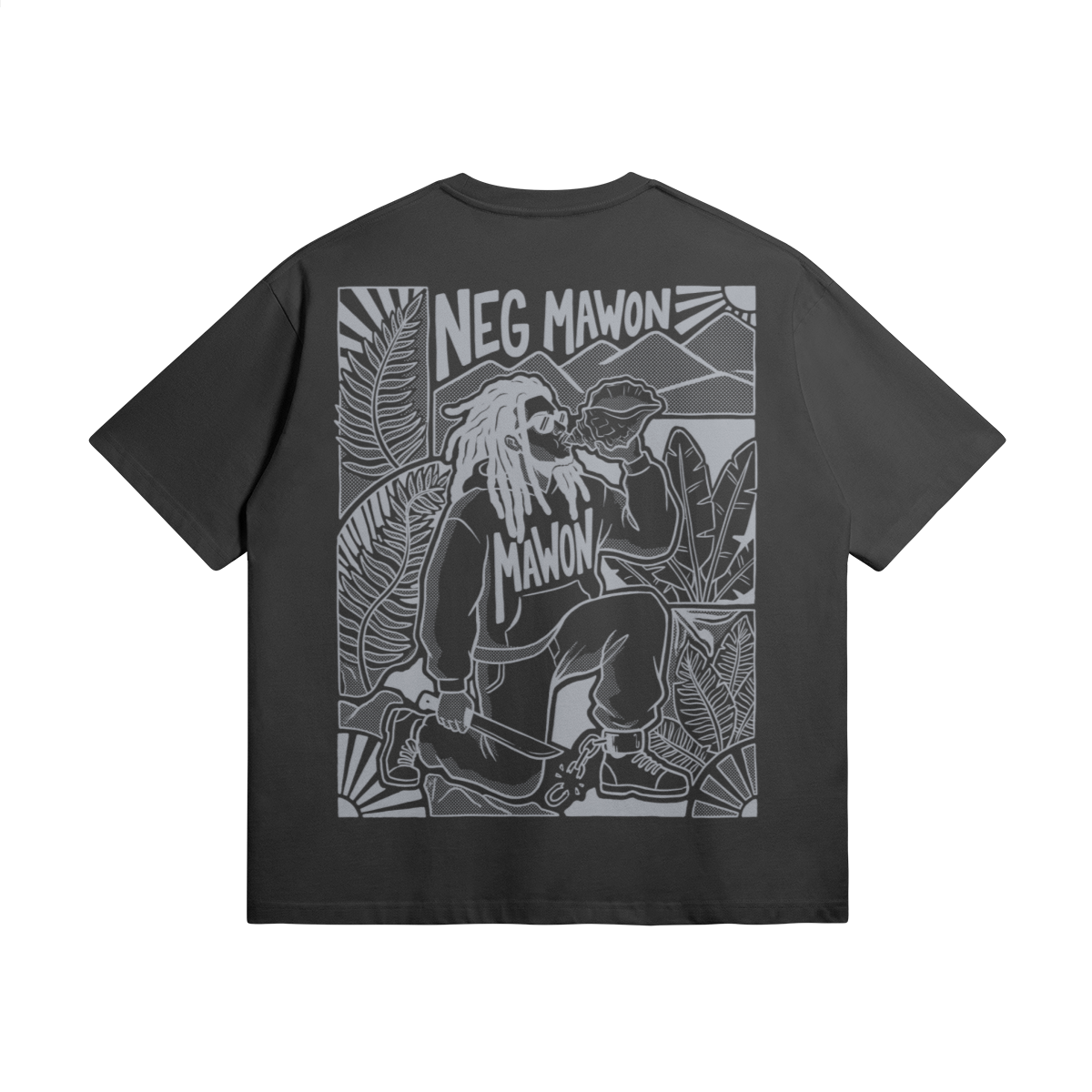 Blackness Mawon Tee, black — flat lay, back view