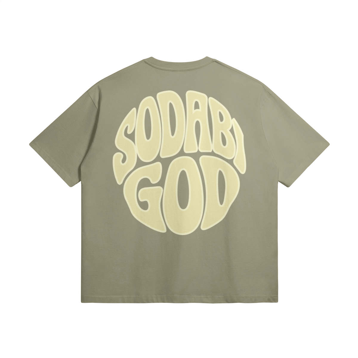 Blackness Sodabi Tee, brown khaki — flat lay, back view
