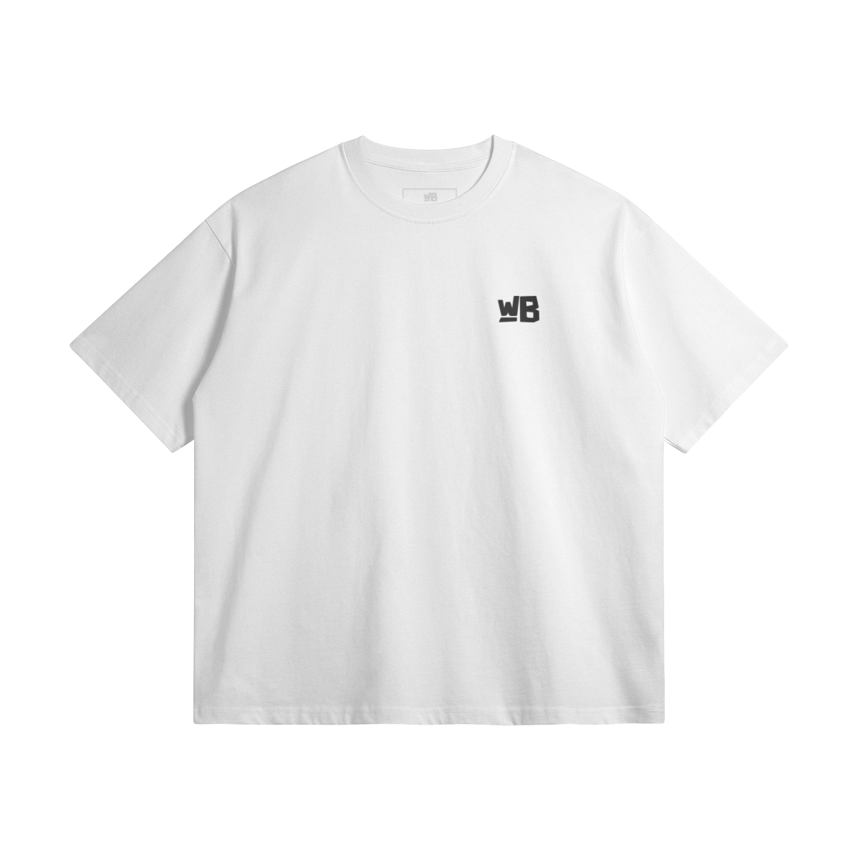 Blackness Sodabi Tee, white — flat lay, front with WB chest logo