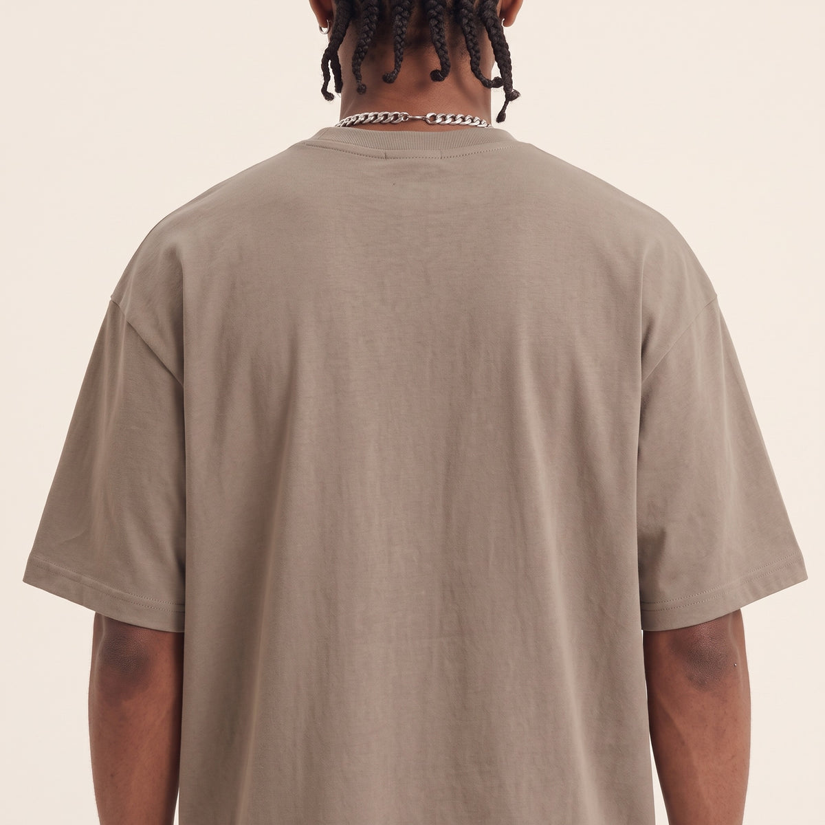 Wear Blackness Tee Brown — upper back detail, clean plain back and drop-shoulder seams, oversized heavyweight cotton streetwear tee by We Are Blackness